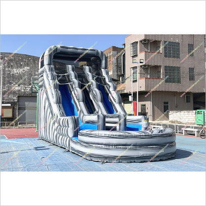 Grey Marble Water Slide And Pool Inflatable Commercial Outdoor Play Equipment Waterslide Rentals Near Me
