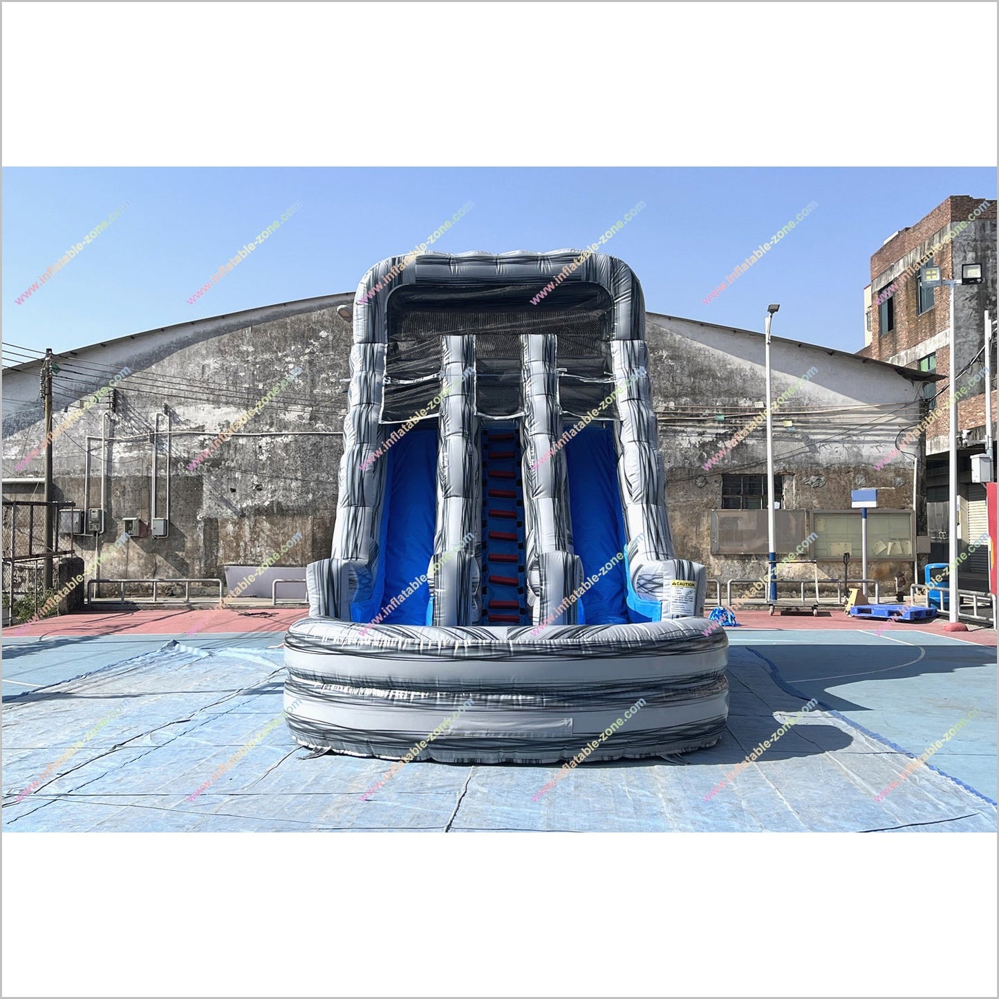 Grey Marble Water Slide And Pool Inflatable Commercial Outdoor Play Equipment Waterslide Rentals Near Me