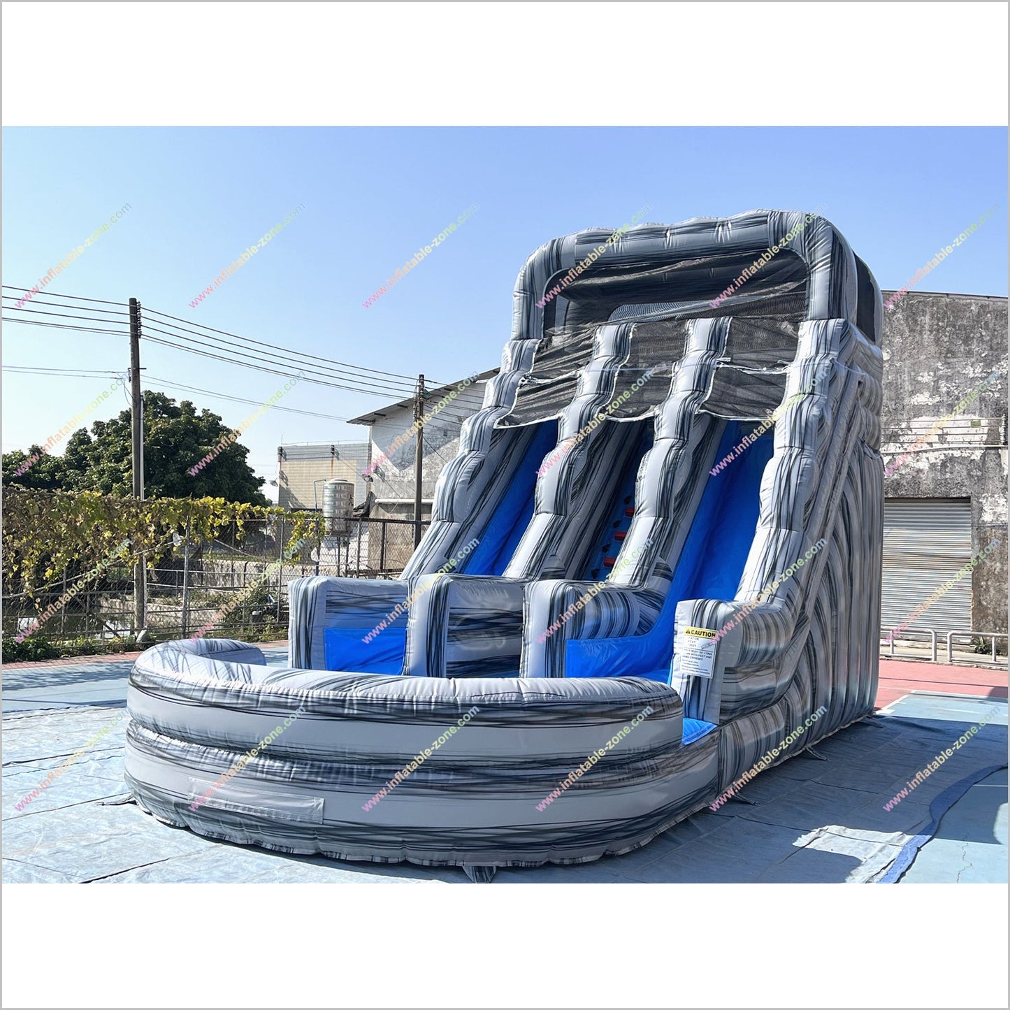 Grey Marble Water Slide And Pool Inflatable Commercial Outdoor Play Equipment Waterslide Rentals Near Me