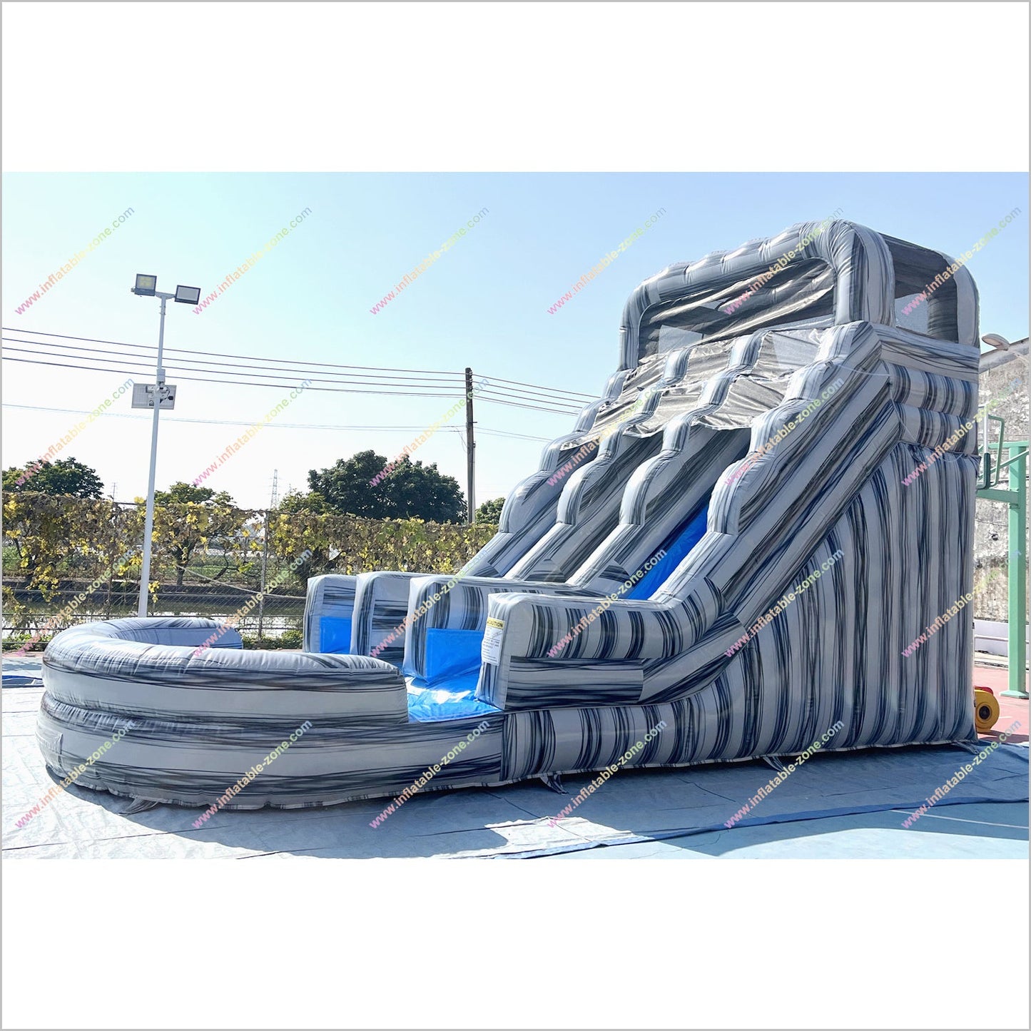 Grey Marble Water Slide And Pool Inflatable Commercial Outdoor Play Equipment Waterslide Rentals Near Me
