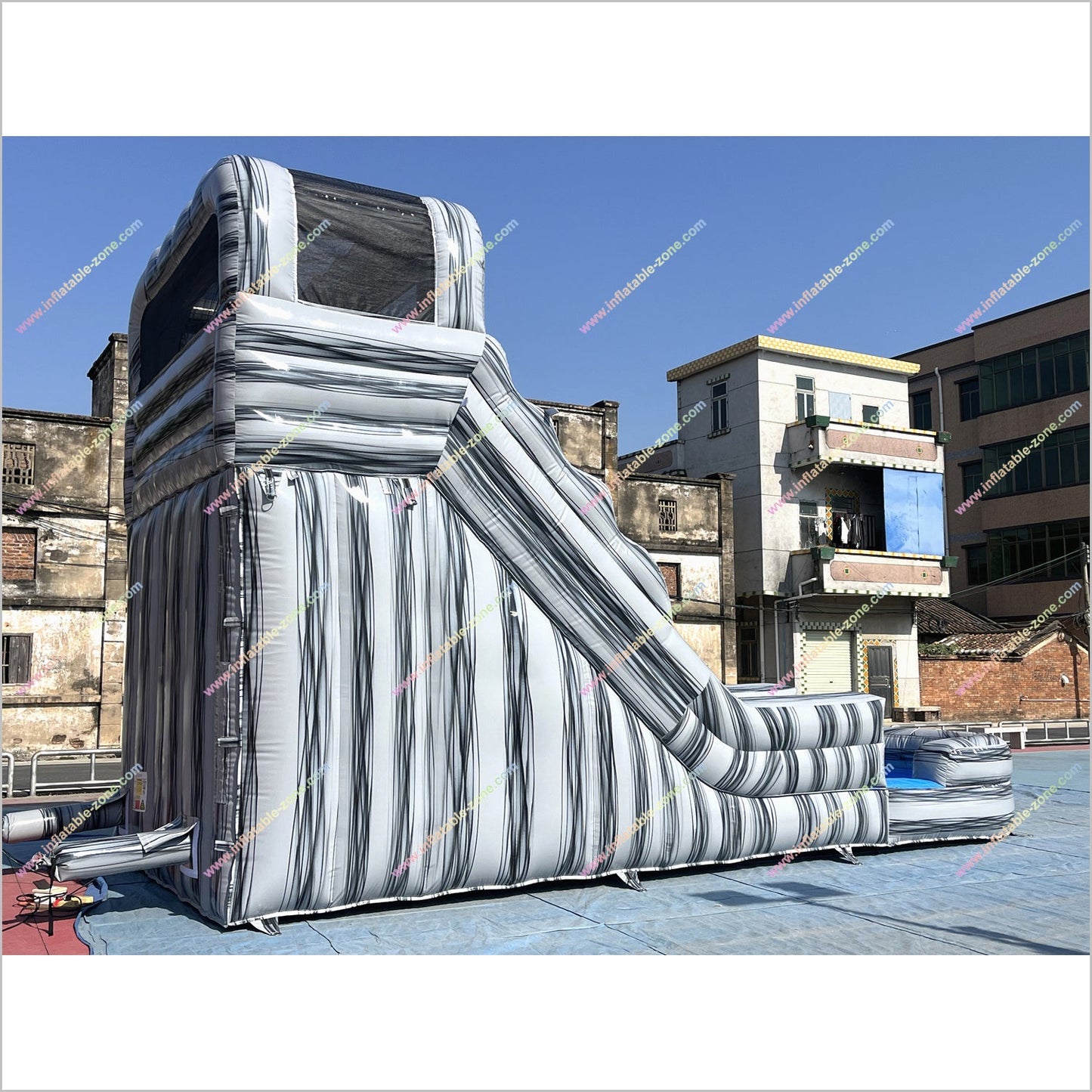 Grey Marble Water Slide And Pool Inflatable Commercial Outdoor Play Equipment Waterslide Rentals Near Me