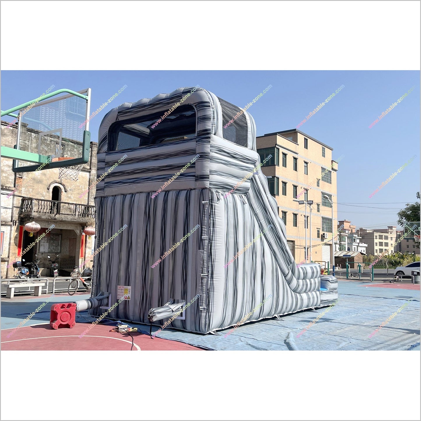Grey Marble Water Slide And Pool Inflatable Commercial Outdoor Play Equipment Waterslide Rentals Near Me