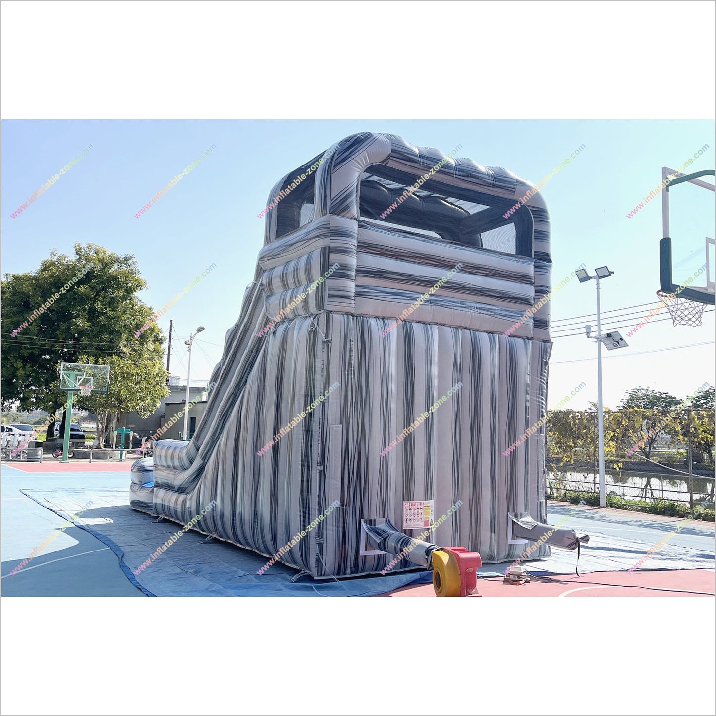 Grey Marble Water Slide And Pool Inflatable Commercial Outdoor Play Equipment Waterslide Rentals Near Me