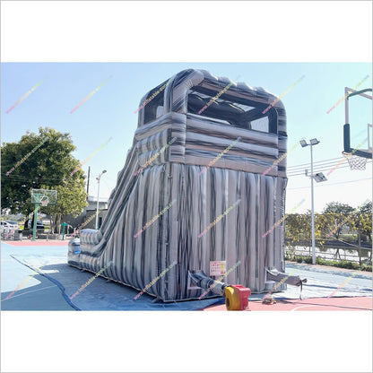 Grey Marble Water Slide And Pool Inflatable Commercial Outdoor Play Equipment Waterslide Rentals Near Me