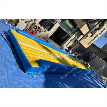 Blue And Yellow Tumbling Mat For Cheerleading Flipping Skills, Air Track Inflatable Gymnastics Mat - Inflatable-Zone