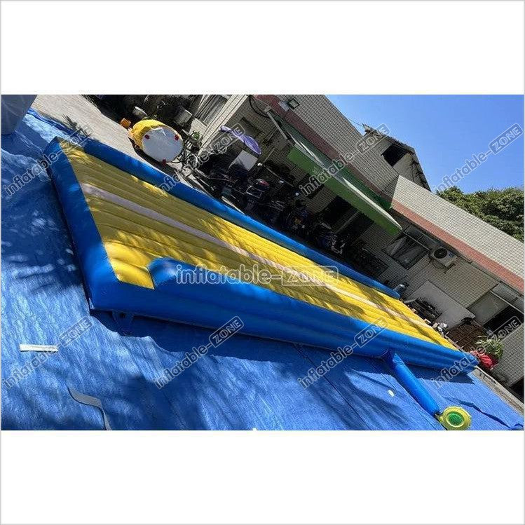Blue And Yellow Tumbling Mat For Cheerleading Flipping Skills, Air Track Inflatable Gymnastics Mat - Inflatable-Zone