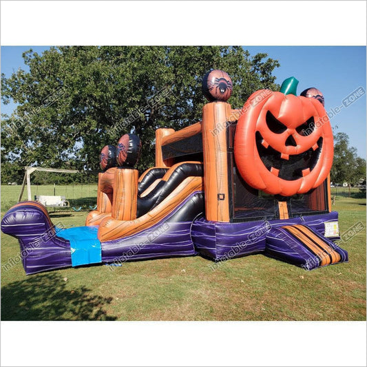 Jack O Lantern Bounce House Blow Up Halloween Castle Pumpkin Jump House Slide Combo Inflatables - Inflatable-Zone