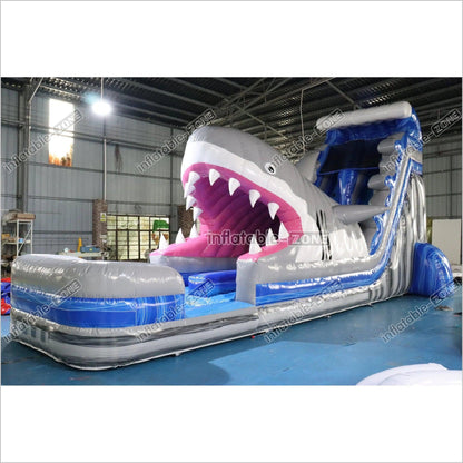 Commercial Grade Inflatable Shark Water Slide For Kids N Adults Blow Up Water Slide Summer Party Event - Inflatable-Zone