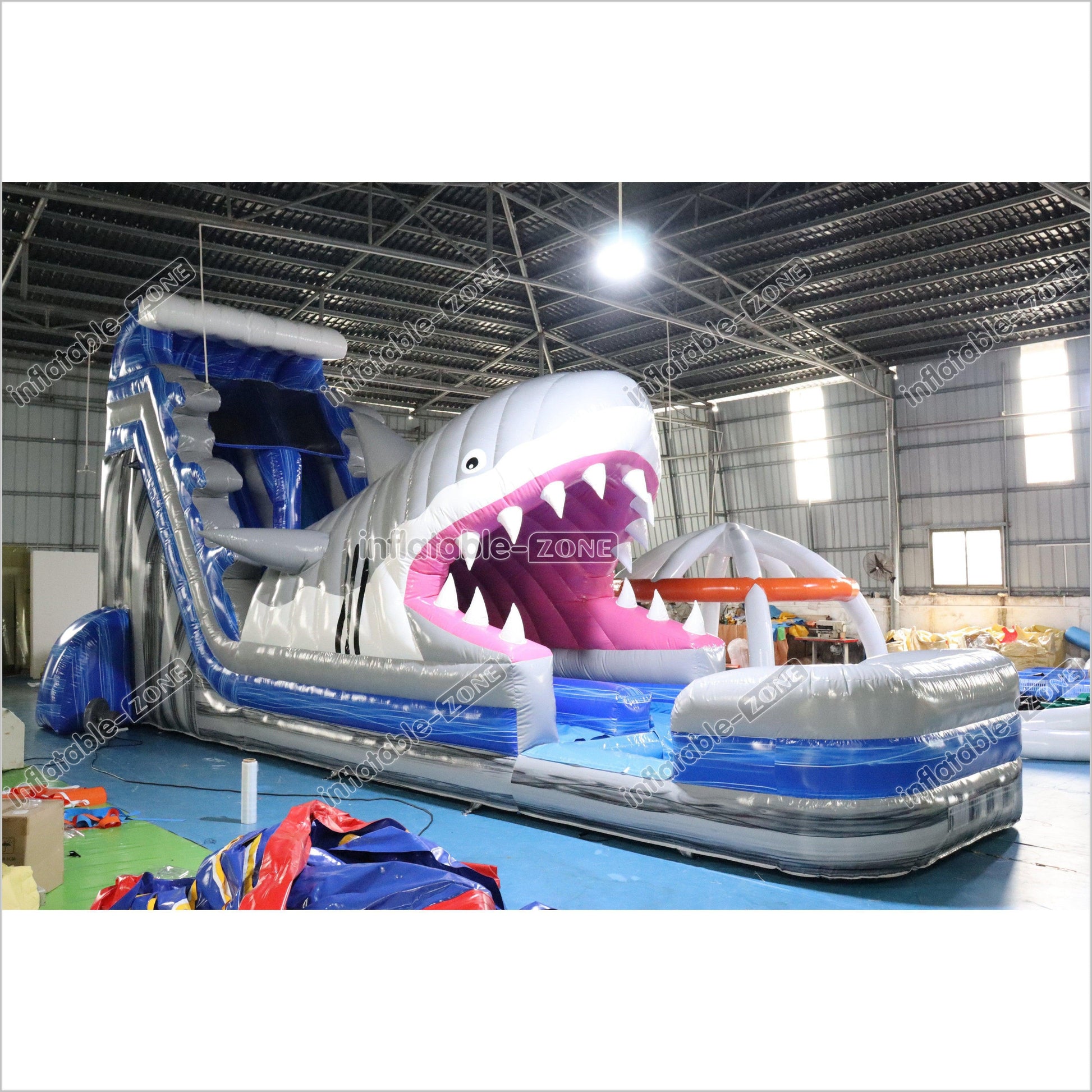 Happy Hop Inflatable Shark Slide Party Blow Up Commercial Inflatable Water Slide With Pool - Inflatable-Zone