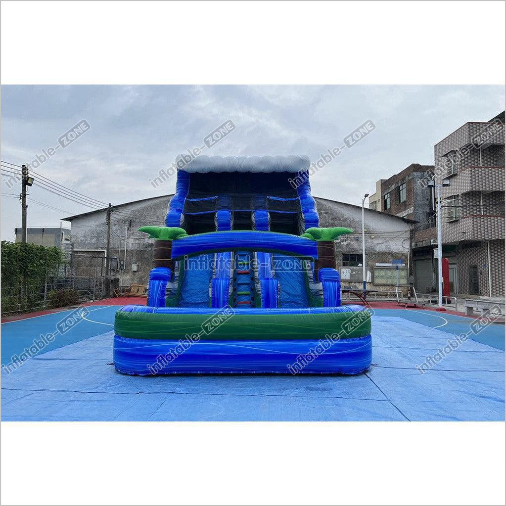 Tropical Water Slide Bounce House Wet Dry Blow Up Bouncy Castle Party Inflatable With Pool - Inflatable-Zone