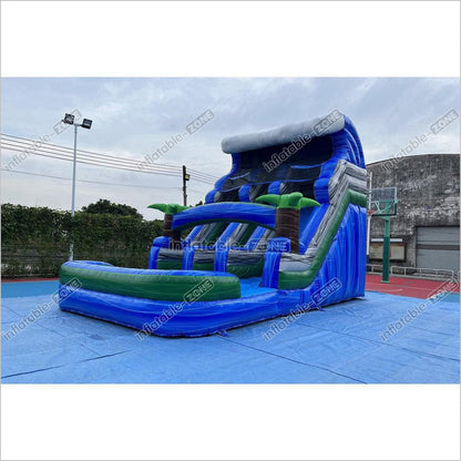 Tropical Water Slide Bounce House Wet Dry Blow Up Bouncy Castle Party Inflatable With Pool - Inflatable-Zone