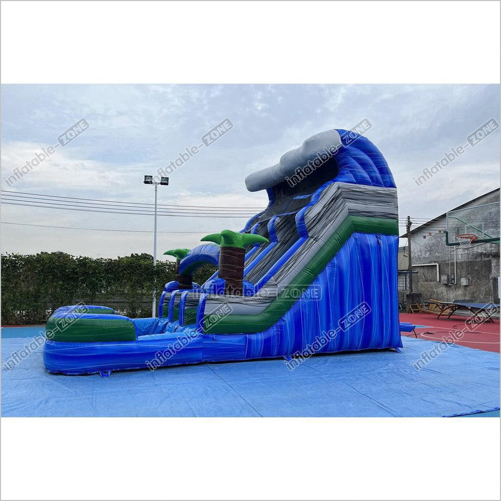 Tropical Water Slide Bounce House Wet Dry Blow Up Bouncy Castle Party Inflatable With Pool - Inflatable-Zone