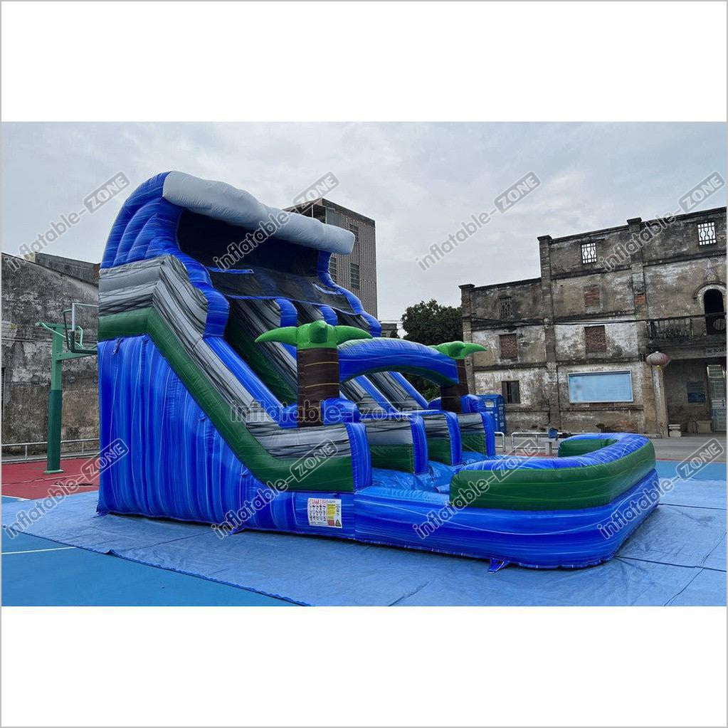 Tropical Water Slide Bounce House Wet Dry Blow Up Bouncy Castle Party Inflatable With Pool - Inflatable-Zone