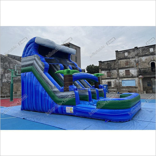 Tropical Water Slide Bounce House Wet Dry Blow Up Bouncy Castle Party Inflatable With Pool - Inflatable-Zone