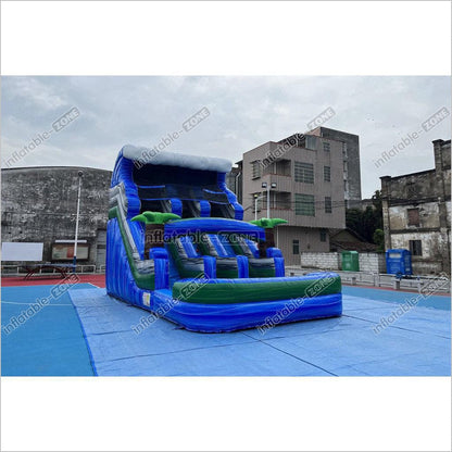 Tropical Water Slide Bounce House Wet Dry Blow Up Bouncy Castle Party Inflatable With Pool - Inflatable-Zone