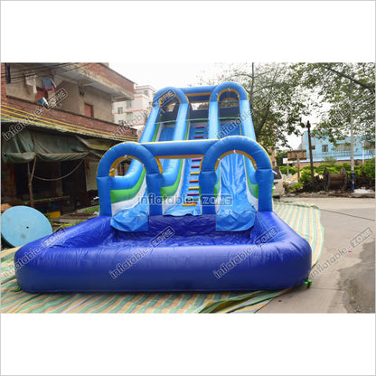Sunny And Fun Double Water Slide Giant Commercial Inflatable Bouncy Slide With Pool For Children - Inflatable-Zone