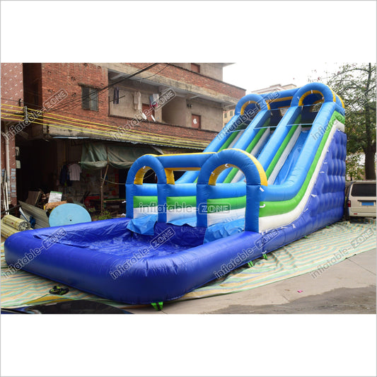 Sunny And Fun Double Water Slide Giant Commercial Inflatable Bouncy Slide With Pool For Children - Inflatable-Zone