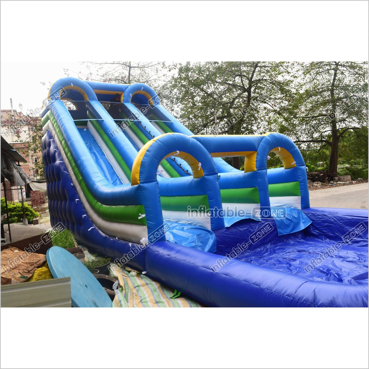 Sunny And Fun Double Water Slide Giant Commercial Inflatable Bouncy Slide With Pool For Children - Inflatable-Zone
