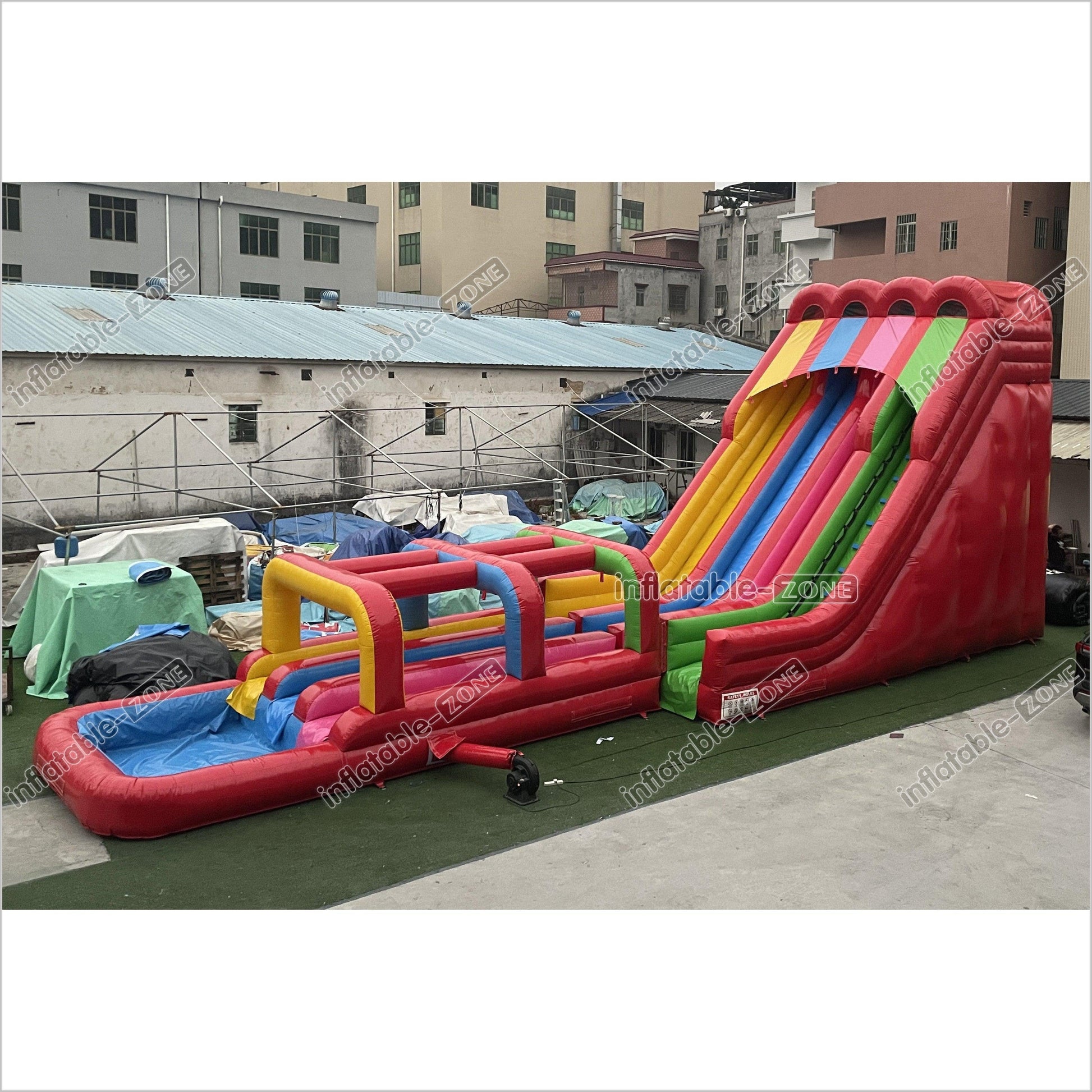 Large Outdoor Water Slide Jumping Castle Inflatable Pool Obstacle Water Slides For Kids - Inflatable-Zone
