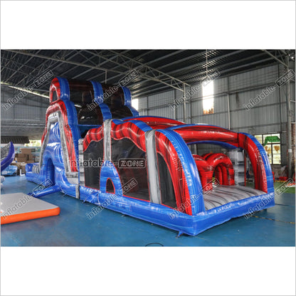 Large Inflatable Water Slide Obstacle Course Birthday Party Jump Near Me With Pool - Inflatable-Zone