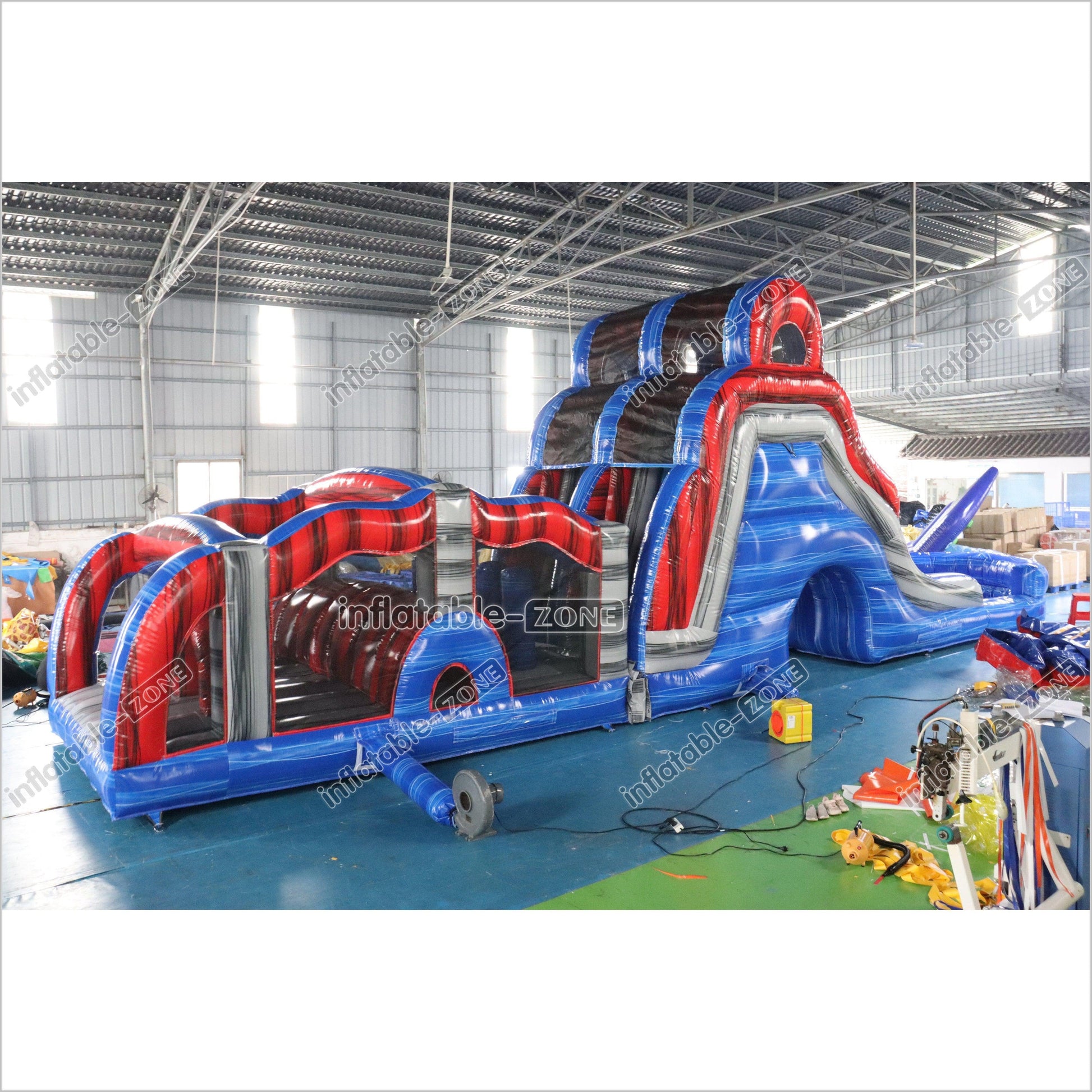 Large Inflatable Water Slide Obstacle Course Birthday Party Jump Near Me With Pool - Inflatable-Zone