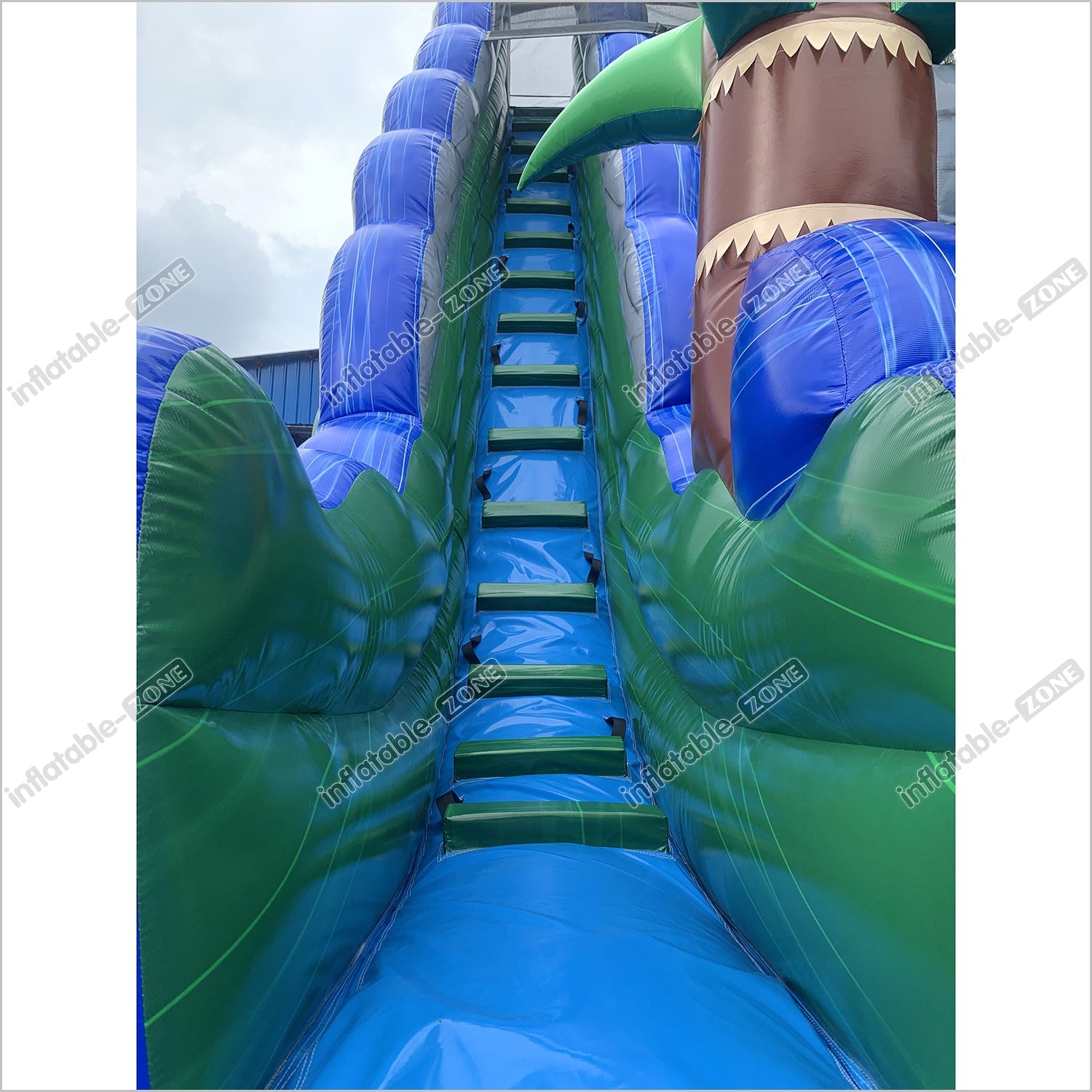 Inflatable Water Slide With Palm Trees Large Outdoor Inflatables Water Play Jumping Castle Slip And Slide Into Pool - Inflatable-Zone