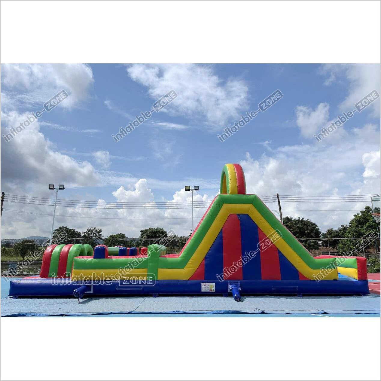 Large Inflatable Obstacle Course Playground Near Me Inflatable Slide And Rock Climbing Wall Challenge Course For Kids - Inflatable-Zone