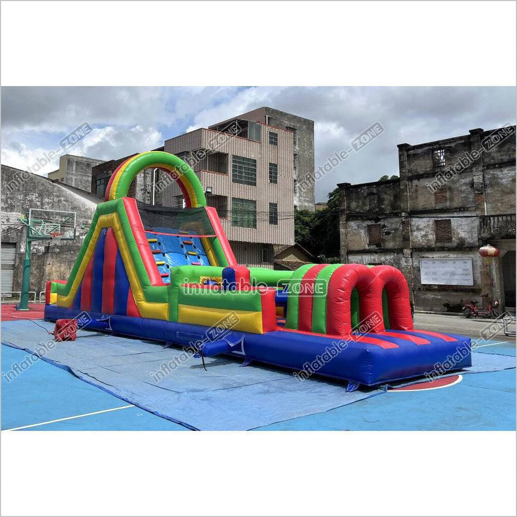 Large Inflatable Obstacle Course Playground Near Me Inflatable Slide And Rock Climbing Wall Challenge Course For Kids - Inflatable-Zone