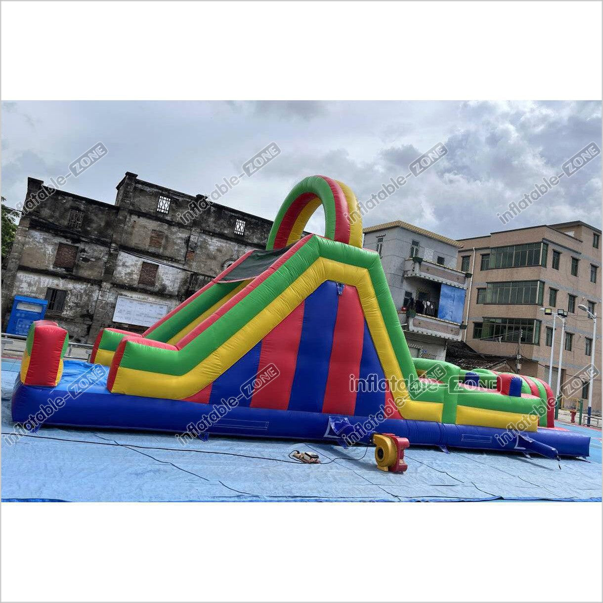 Large Inflatable Obstacle Course Playground Near Me Inflatable Slide And Rock Climbing Wall Challenge Course For Kids - Inflatable-Zone