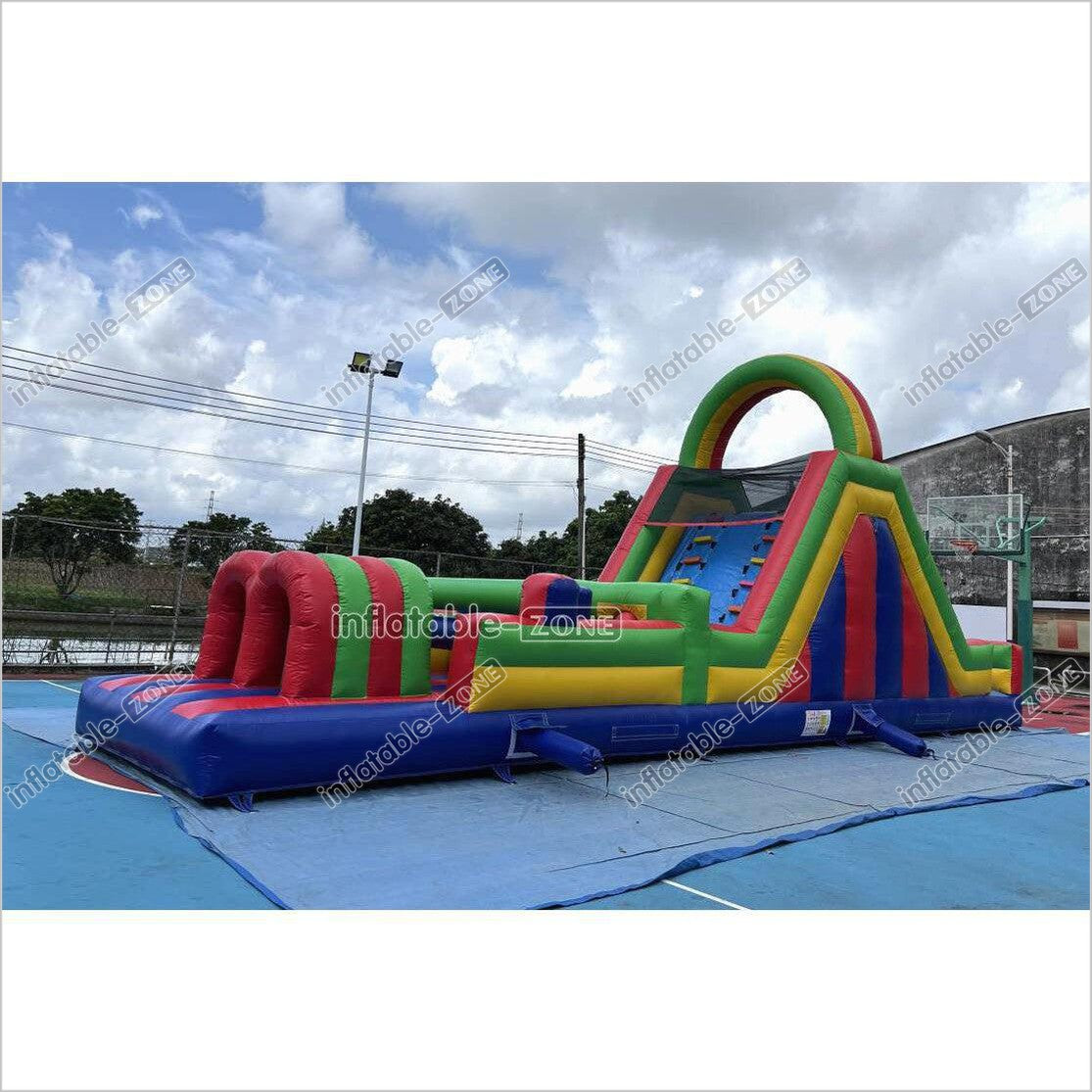 Large Inflatable Obstacle Course Playground Near Me Inflatable Slide And Rock Climbing Wall Challenge Course For Kids - Inflatable-Zone
