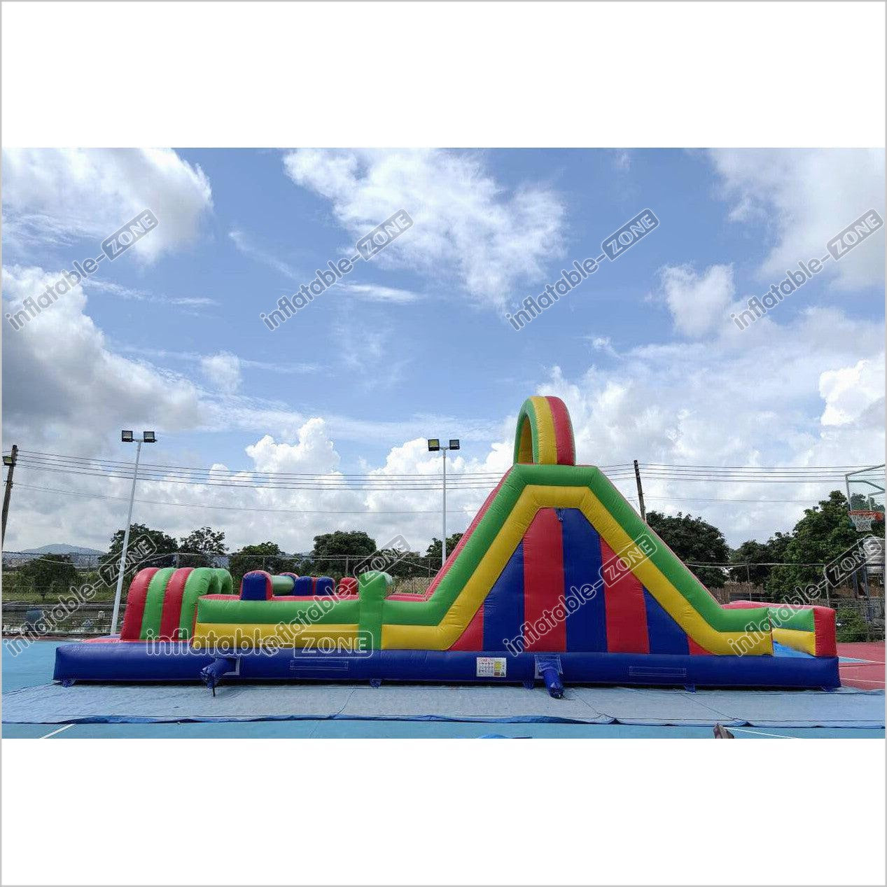 Large Inflatable Obstacle Course Playground Near Me Inflatable Slide And Rock Climbing Wall Challenge Course For Kids - Inflatable-Zone
