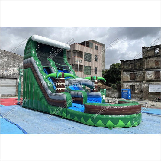 Outdoor Fun Water Slide Jumpers Near Me Emerald Crush Tsunami Inflatable Water Slide And Pool - Inflatable-Zone