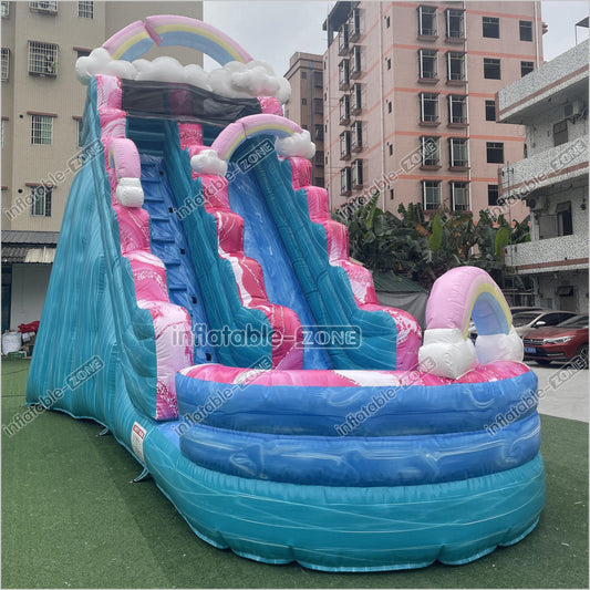 Imperfectly Perfect Rainbow Water Slide Inflatable Bounce Pool Outdoor Waterslide Birthday Party - Inflatable-Zone