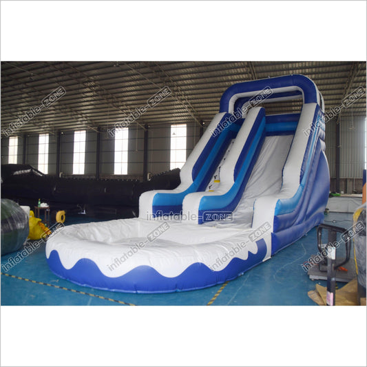 Large Commercial Single Lane Waterslide Blue And White Inflatable Water Slide Jumping Castle Swimming Pool - Inflatable-Zone