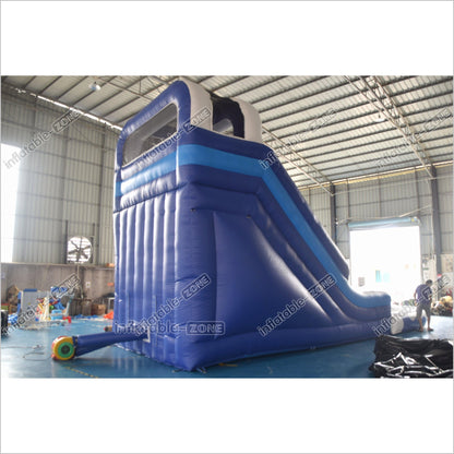 Large Commercial Single Lane Waterslide Blue And White Inflatable Water Slide Jumping Castle Swimming Pool - Inflatable-Zone