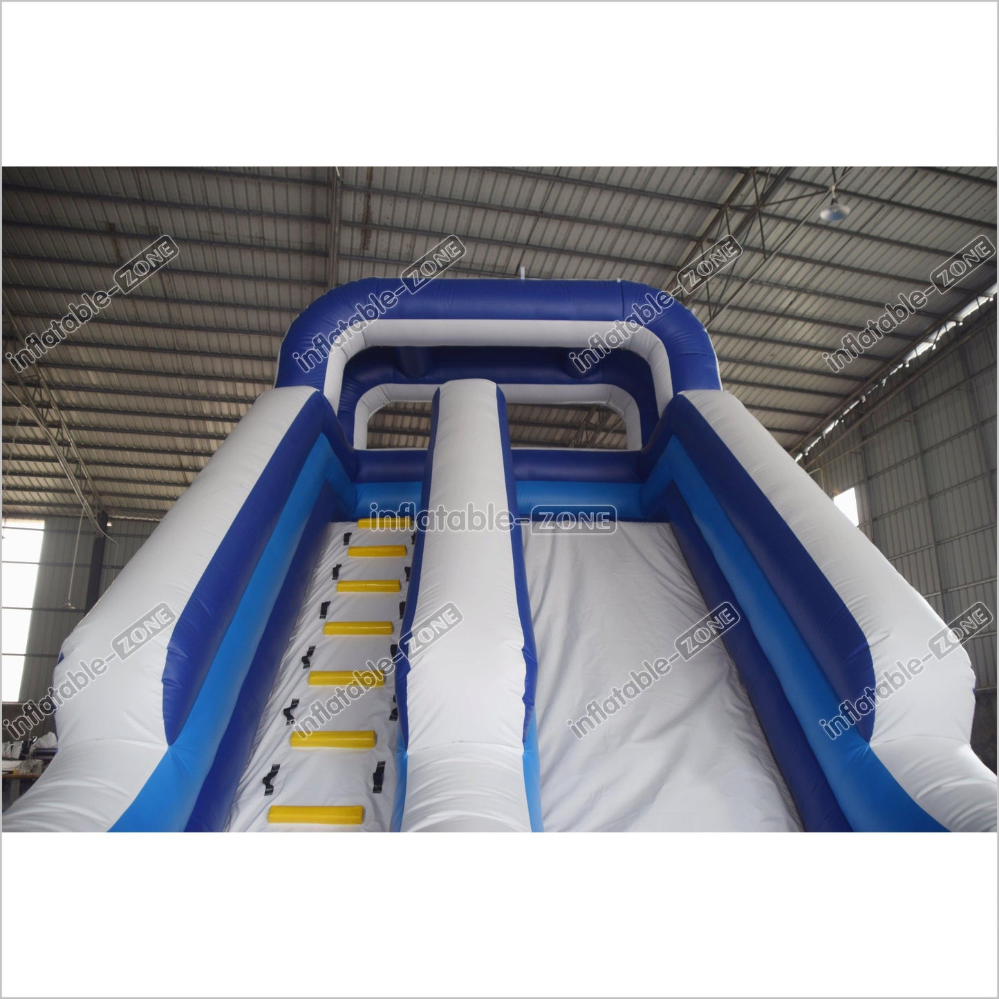 Large Commercial Single Lane Waterslide Blue And White Inflatable Water Slide Jumping Castle Swimming Pool - Inflatable-Zone