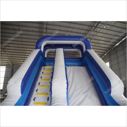 Large Commercial Single Lane Waterslide Blue And White Inflatable Water Slide Jumping Castle Swimming Pool - Inflatable-Zone