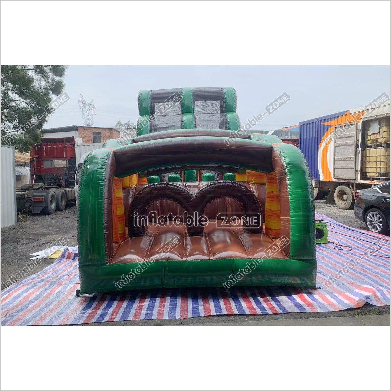 Outdoor Swimming Pool Inflatable Obstacle Course Challenge Race Interactive Large Inflatable Game Obstacle With Slide - Inflatable-Zone