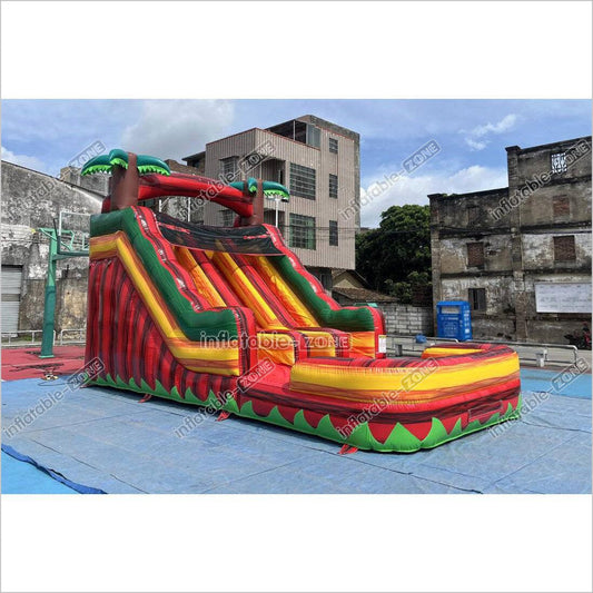 Tropical Dual Lane Water Slide Inflatable Play Center Adult Blow Up Waterslide Inflatable Pool Playground - Inflatable-Zone