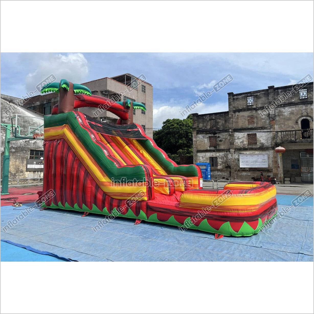 Tropical Dual Lane Water Slide Inflatable Play Center Adult Blow Up Waterslide Inflatable Pool Playground - Inflatable-Zone