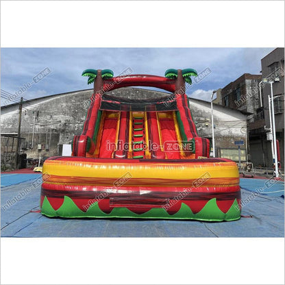 Tropical Dual Lane Water Slide Inflatable Play Center Adult Blow Up Waterslide Inflatable Pool Playground - Inflatable-Zone