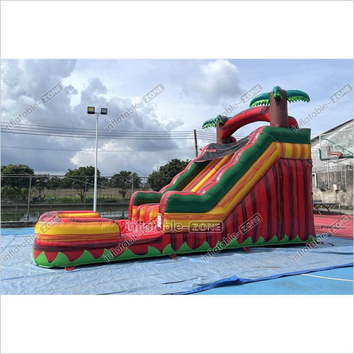 Tropical Dual Lane Water Slide Inflatable Play Center Adult Blow Up Waterslide Inflatable Pool Playground - Inflatable-Zone