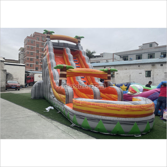 Tropical Inflatable Water Slide With Splash Pool Large Commerical Outdoor Lava Water Slide - Inflatable-Zone