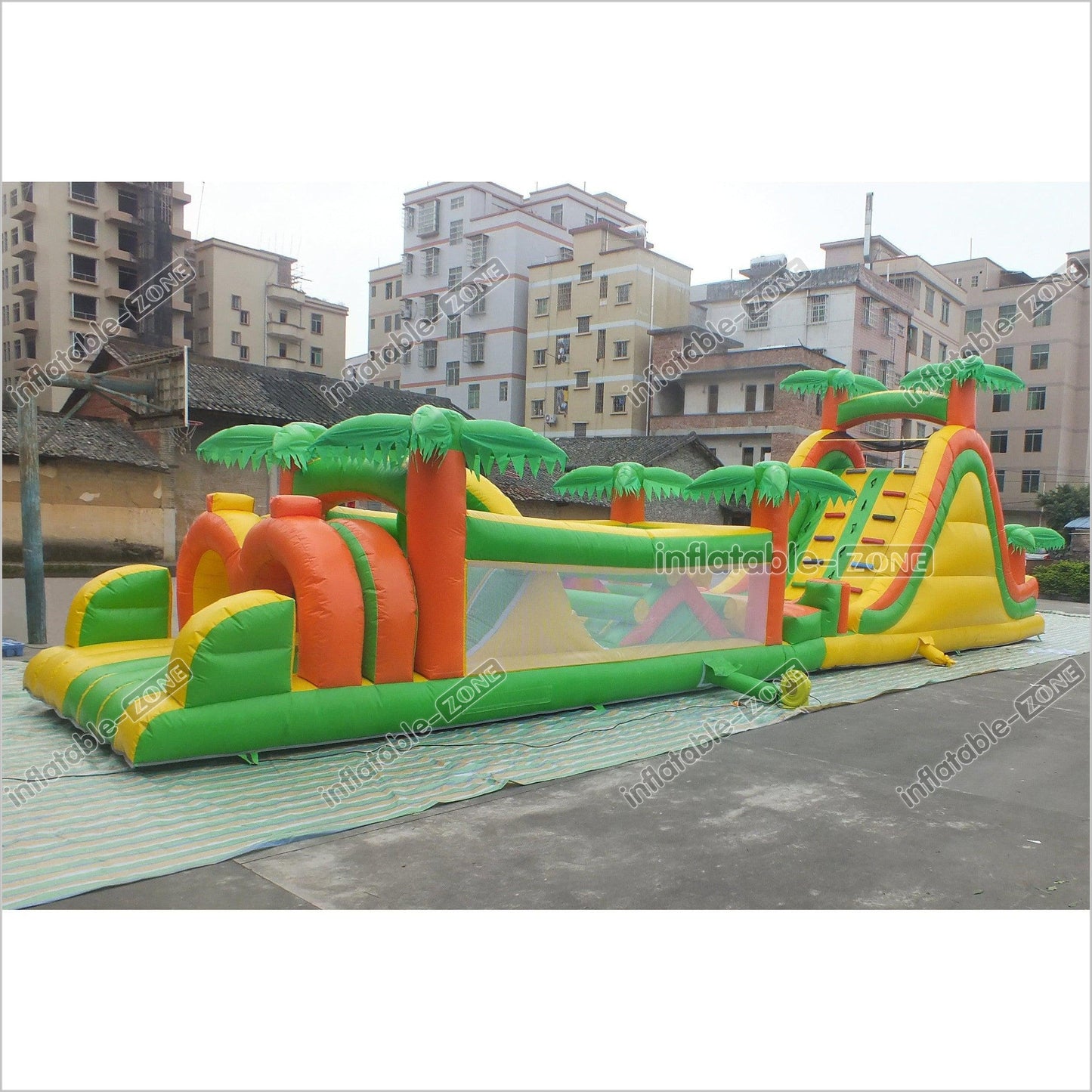 Tropical Obstacle Course Jumper Rental Inflatable Fun Run Assault Course Bouncy Castle For Sale - Inflatable-Zone