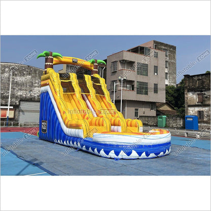 Tropical Wave Water Slide Party Jumper Rental Commercial Playground Equipment Inflatable Water Slide Into Pool - Inflatable-Zone