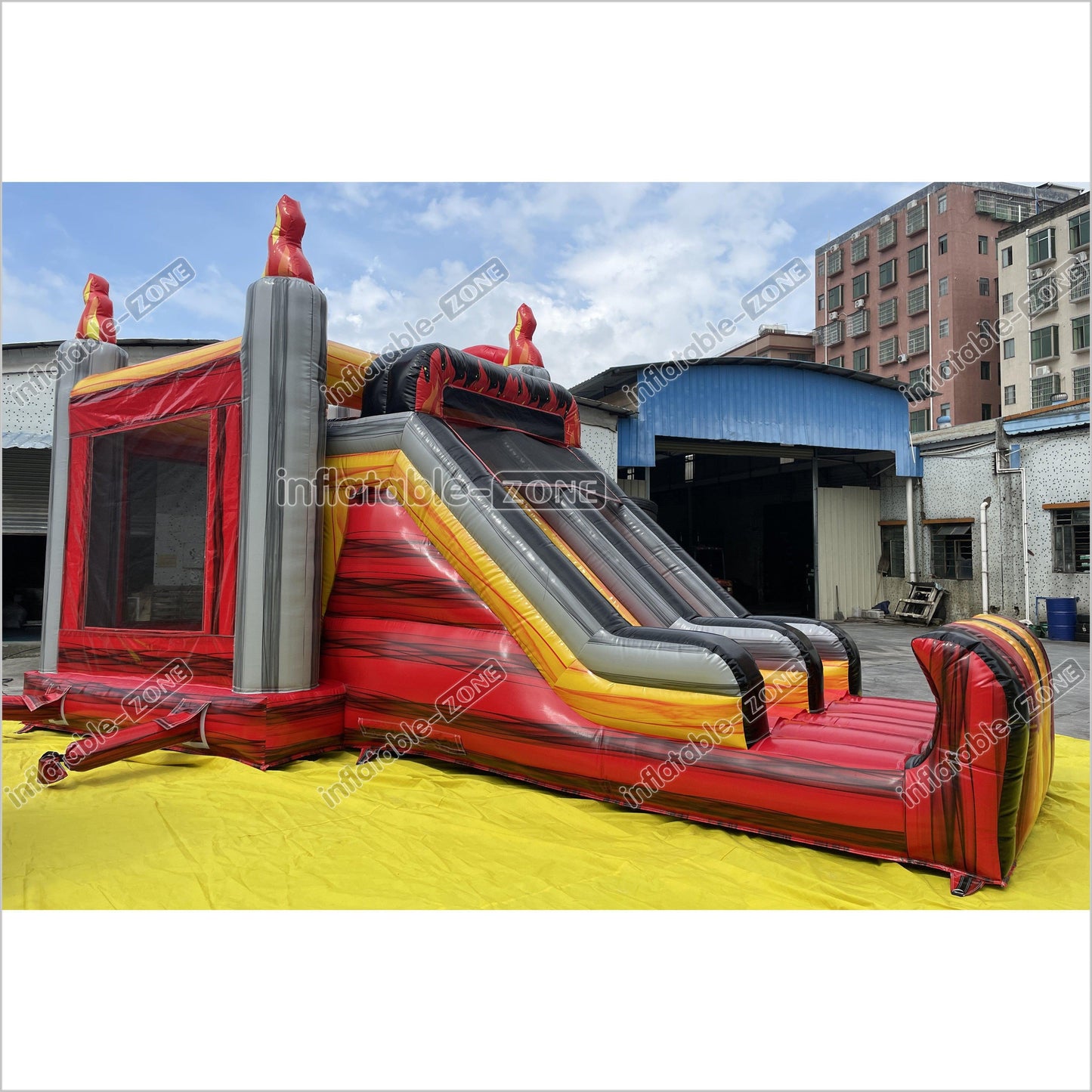Outdoor Inflatable 3D Monster Truck Bounce Slide Combo Inflatable Jump House Bouncy Castle Double Slide - Inflatable-Zone