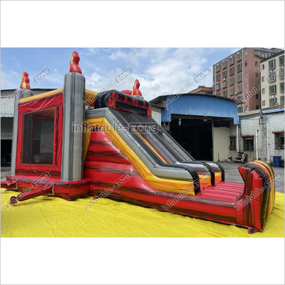 Outdoor Inflatable 3D Monster Truck Bounce Slide Combo Inflatable Jump House Bouncy Castle Double Slide - Inflatable-Zone