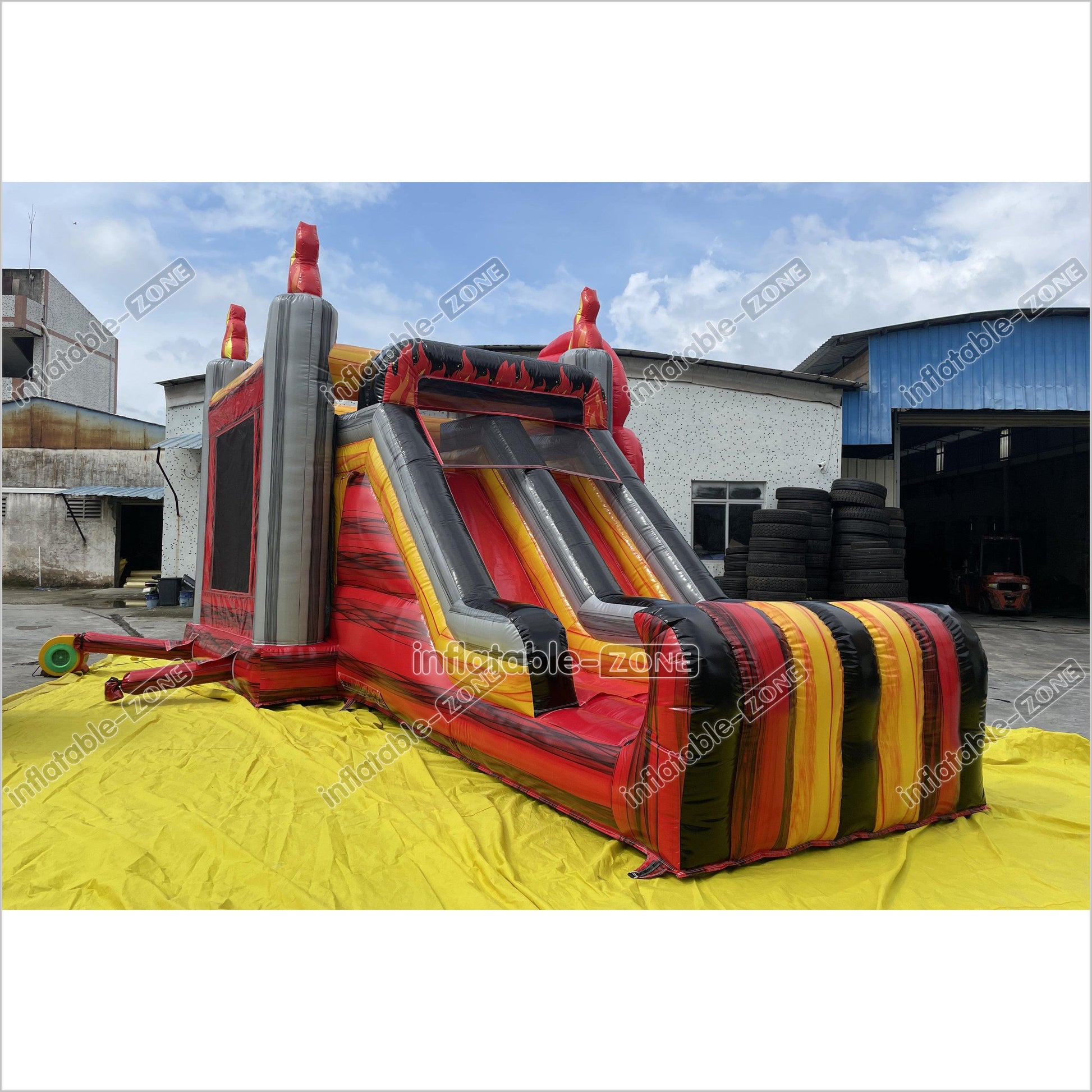 Outdoor Inflatable 3D Monster Truck Bounce Slide Combo Inflatable Jump House Bouncy Castle Double Slide - Inflatable-Zone