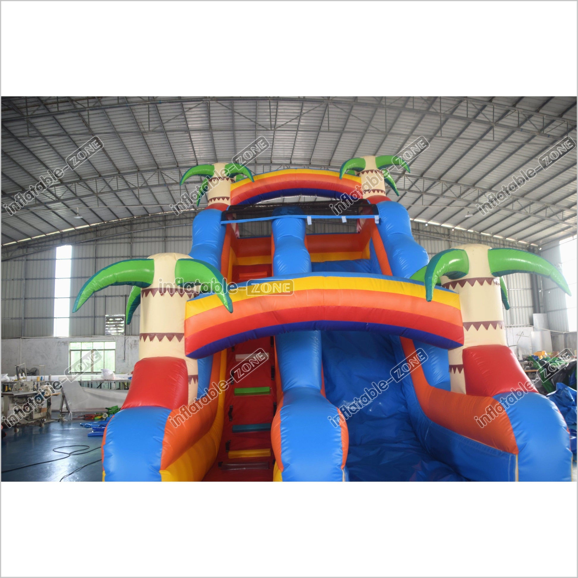Palm Paradise Inflatable Water Slide Tropical Single Lane Wet Dry Waterslide Inflatable Pool - Inflatable-Zone