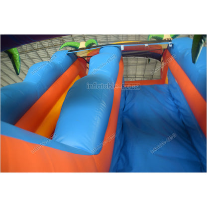 Palm Paradise Inflatable Water Slide Tropical Single Lane Wet Dry Waterslide Inflatable Pool - Inflatable-Zone